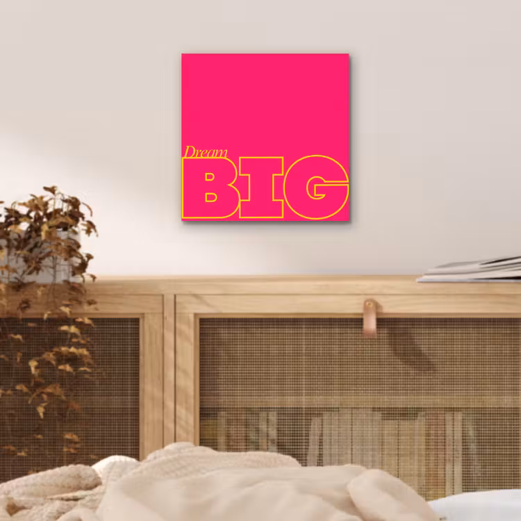 Minimalistisch - Roze - Dream big - Grafisch aluminium wit klein -sfeer3