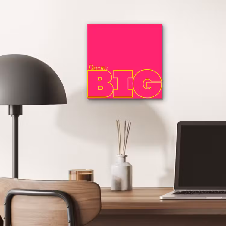 Minimalistisch - Roze - Dream big - Grafisch aluminium wit klein -sfeer5
