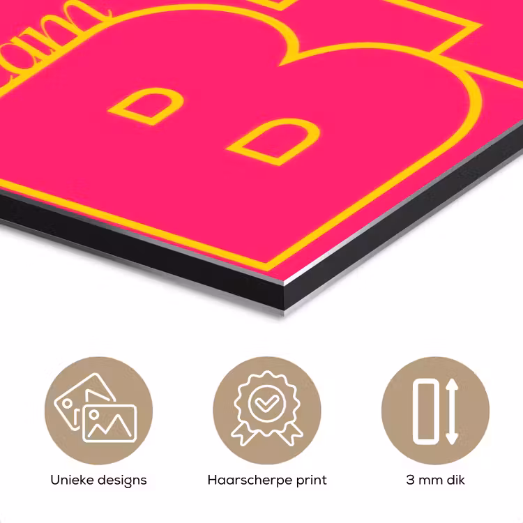 Minimalistisch - Roze - Dream big - Grafisch aluminium wit klein -closeup_NL