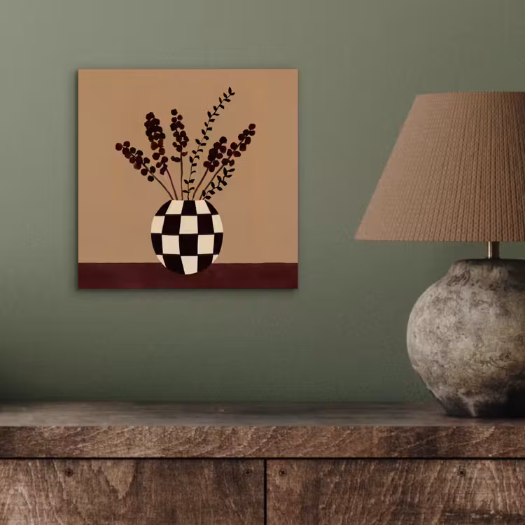 Minimalistisch - Vaas - Bloemen - Bruin aluminium wit klein -sfeer2