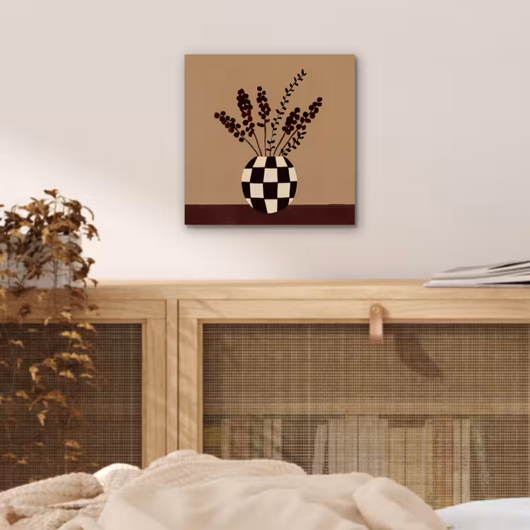 Minimalistisch - Vaas - Bloemen - Bruin aluminium wit klein -sfeer3