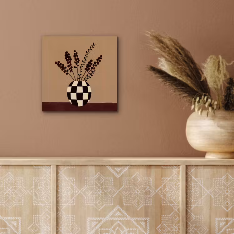 Minimalistisch - Vaas - Bloemen - Bruin aluminium wit klein -sfeer4