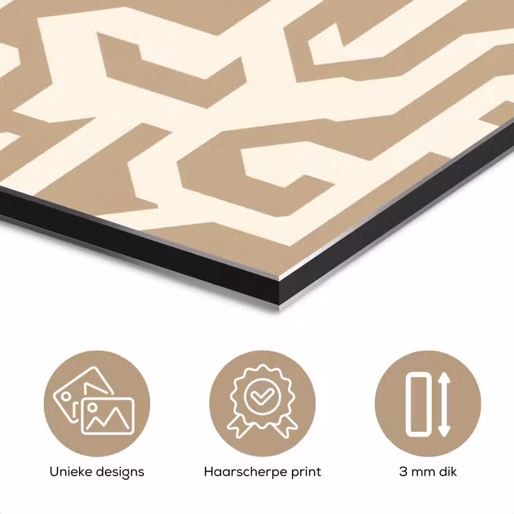 Modern - Abstract - Beige aluminium wit klein 46 -closeup_NL