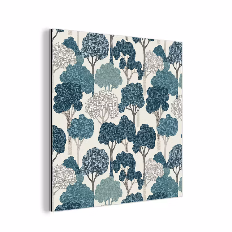 Modern - Bomen - Bos - Patroon - Blauw aluminium wit klein 46 -3d