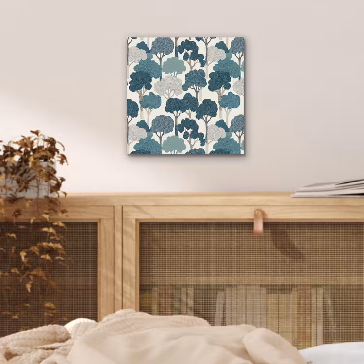 Modern - Bomen - Bos - Patroon - Blauw aluminium wit klein 46 -sfeer3