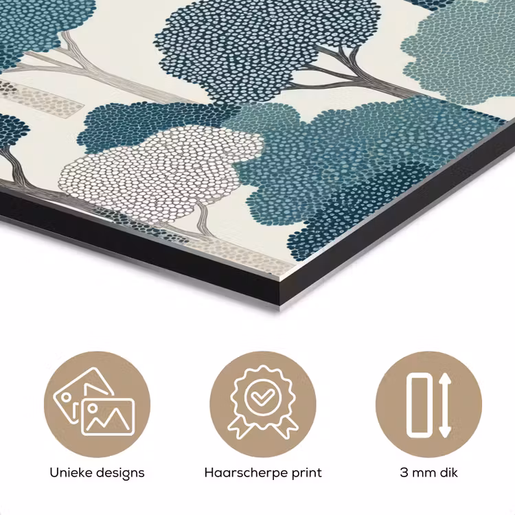 Modern - Bomen - Bos - Patroon - Blauw aluminium wit klein 46 -closeup_NL