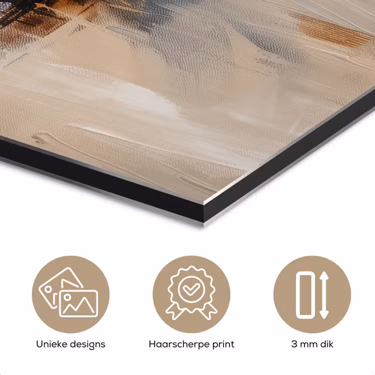Modern - Bruin - Abstract - Beige aluminium wit klein -closeup_NL