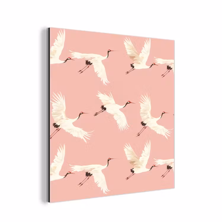 Modern - Kraanvogels - Roze aluminium wit klein 46 -3d