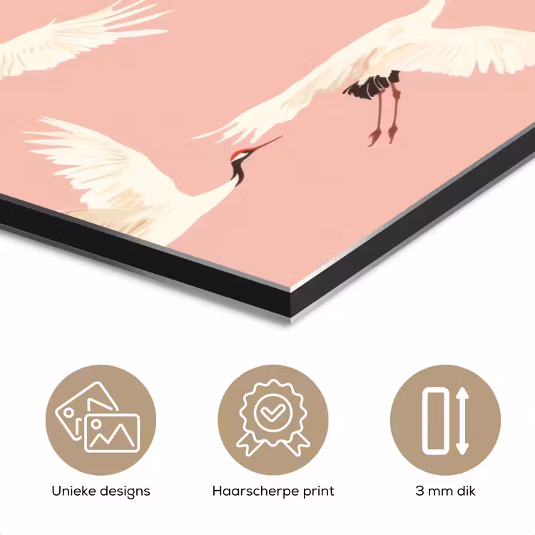 Modern - Kraanvogels - Roze aluminium wit klein 46 -closeup_NL