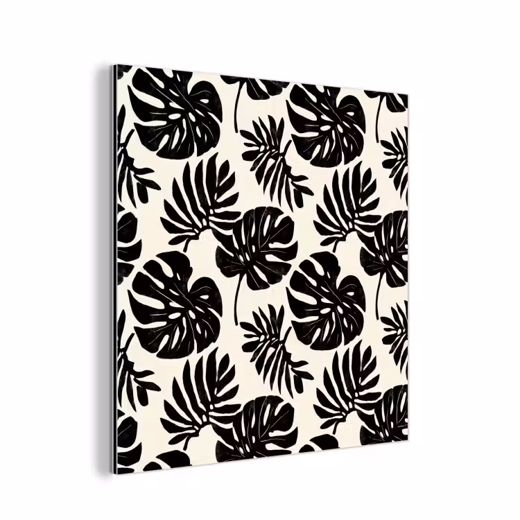Modern - Monstera - Zwart aluminium wit klein 46 -3d