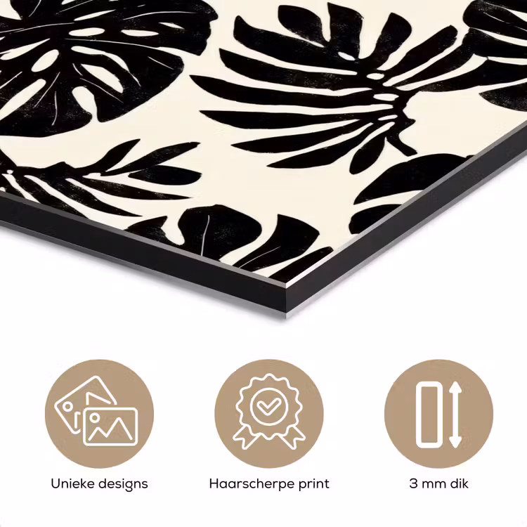 Modern - Monstera - Zwart aluminium wit klein 46 -closeup_NL
