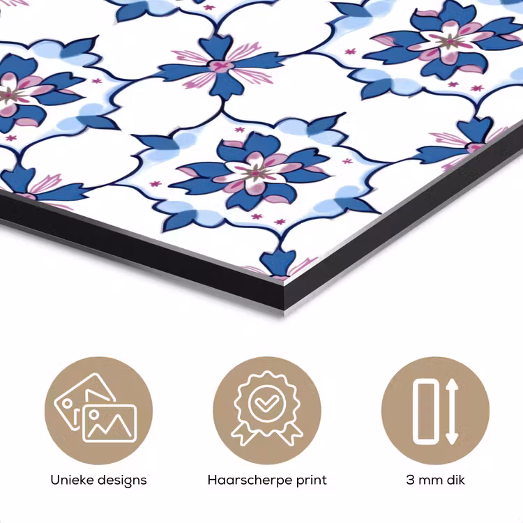 Modern - Patroon - Blauw - Roze aluminium wit klein 46 -closeup_NL
