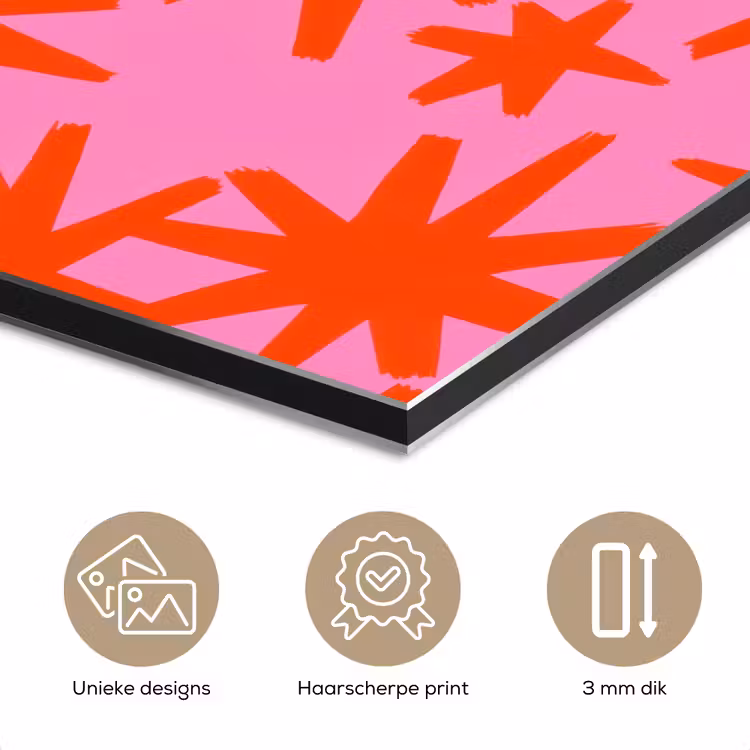 Modern - Sterren - Roze aluminium wit klein 46 -closeup_NL