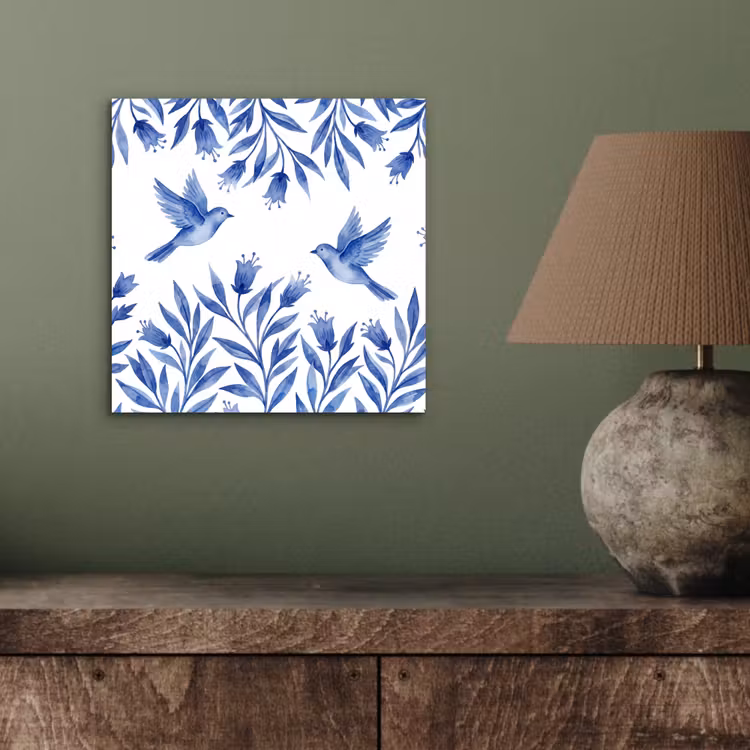 Modern - Vogels - Delfts - Blauw aluminium wit klein -sfeer2