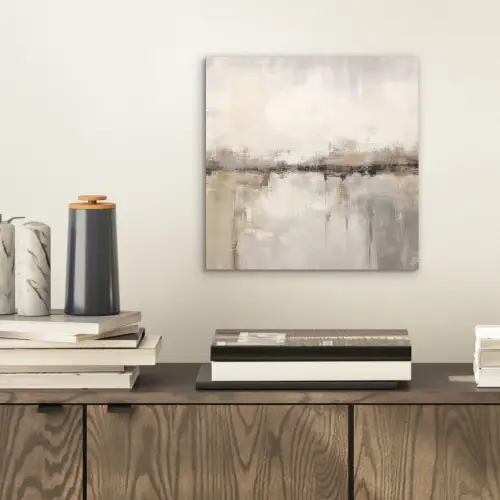 Moderne kunst - Abstract - Beige aluminium wit klein -sfeer1