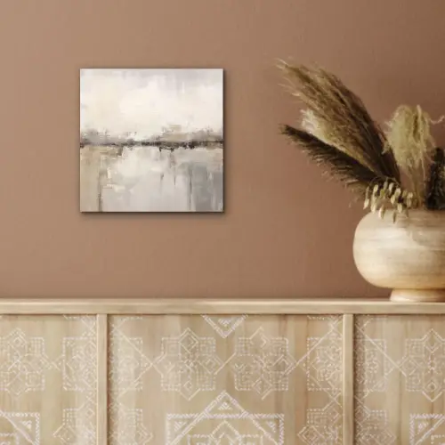 Moderne kunst - Abstract - Beige aluminium wit klein -sfeer4