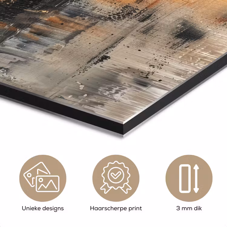 Moderne kunst - Abstract - Goud - Grijs aluminium wit klein -closeup_NL
