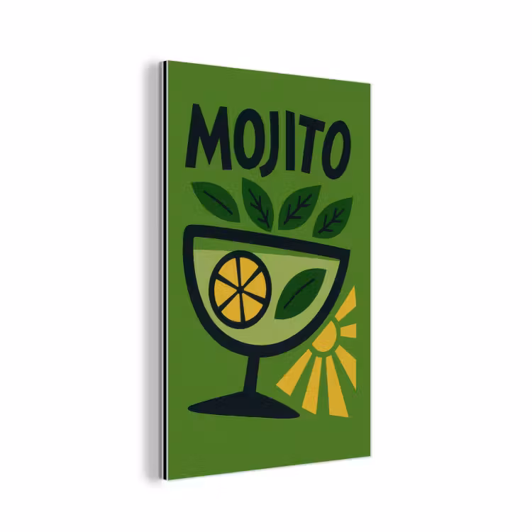 Mojito - Cocktail - Citroen - Groen aluminium wit klein -3d