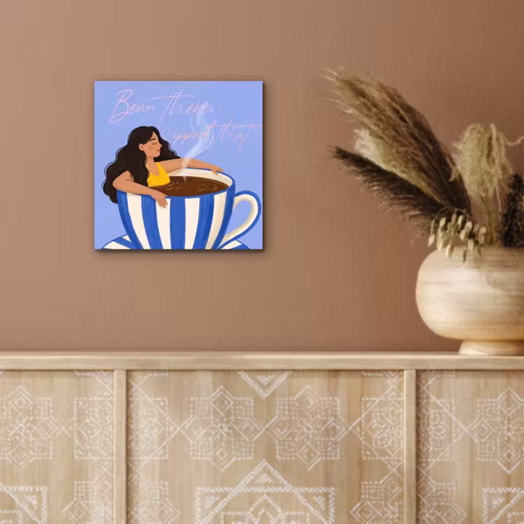 Mok - Koffie - Vrouw - Paars aluminium wit klein -sfeer4