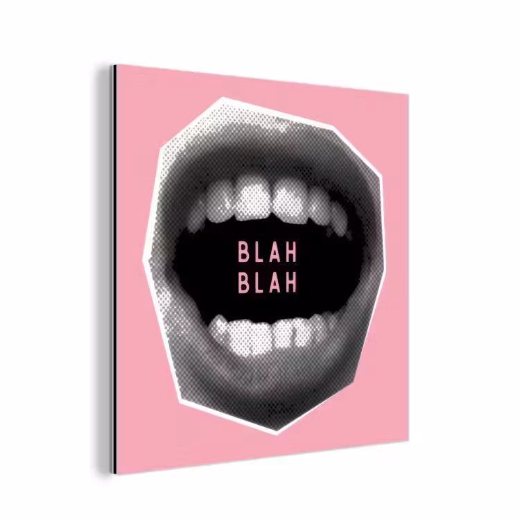 Mond - BLAH BLAH - Roze aluminium wit klein -3d
