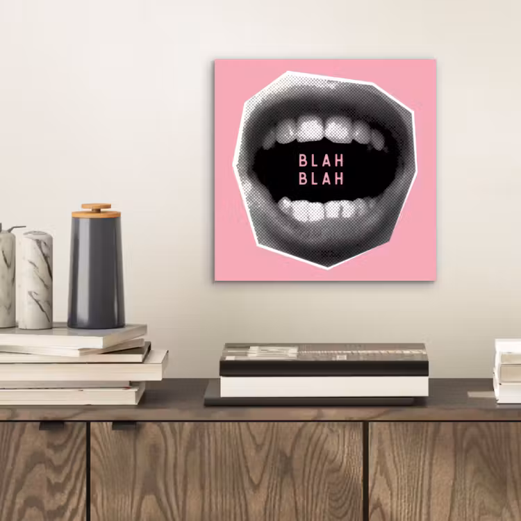 Mond - BLAH BLAH - Roze aluminium wit klein -sfeer1