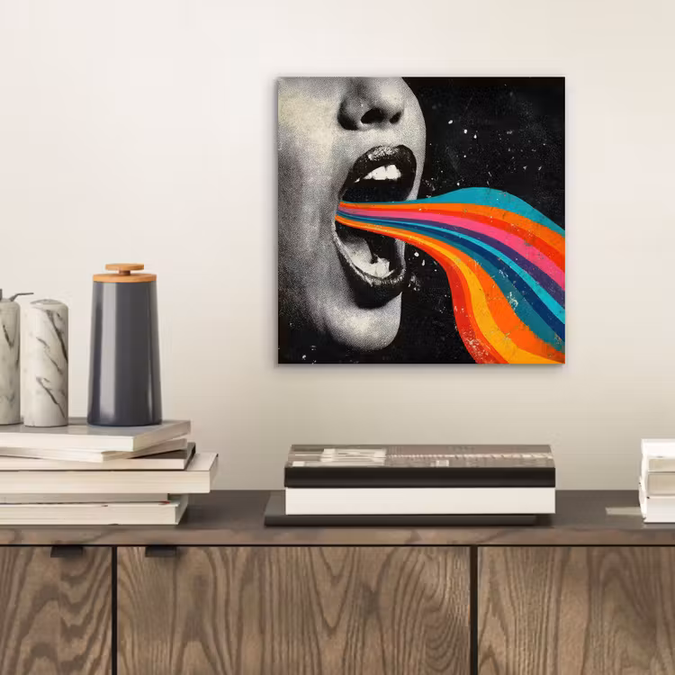 Mond - Golven - Regenboog aluminium wit klein -sfeer1