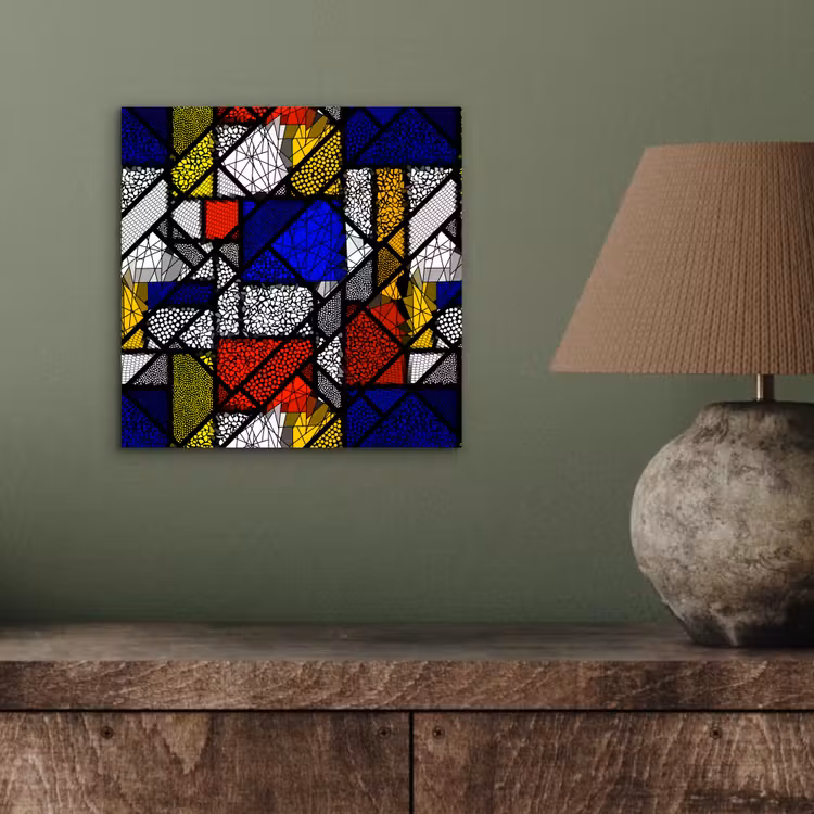 Mondriaan - Glas in lood - Oude Meesters - Kunstwerk - Abstract - Schilderij aluminium wit klein -sfeer2