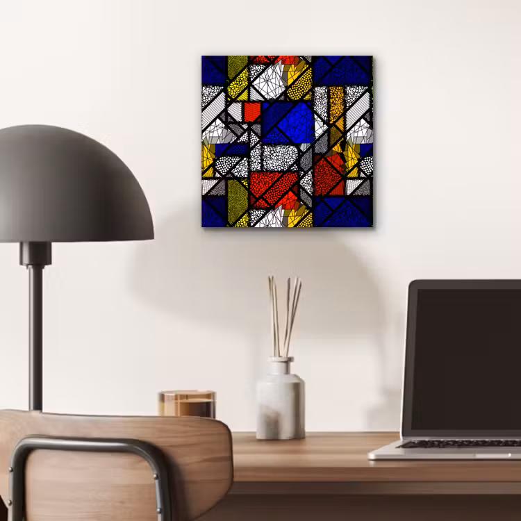 Mondriaan - Glas in lood - Oude Meesters - Kunstwerk - Abstract - Schilderij aluminium wit klein -sfeer5