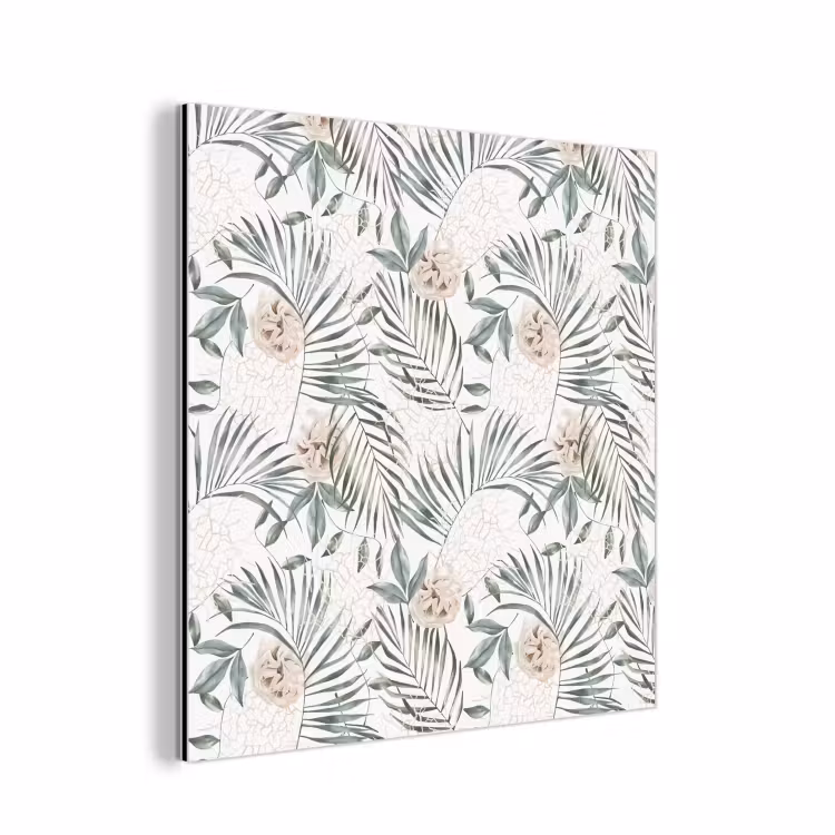 Monstera - Palmblad - Jungle - Tropisch aluminium wit klein -3d