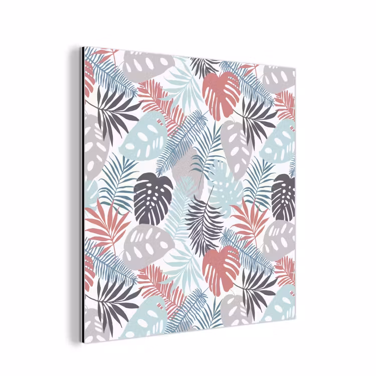 Monstera - Pastel - Bladeren - Tropical aluminium wit klein -3d