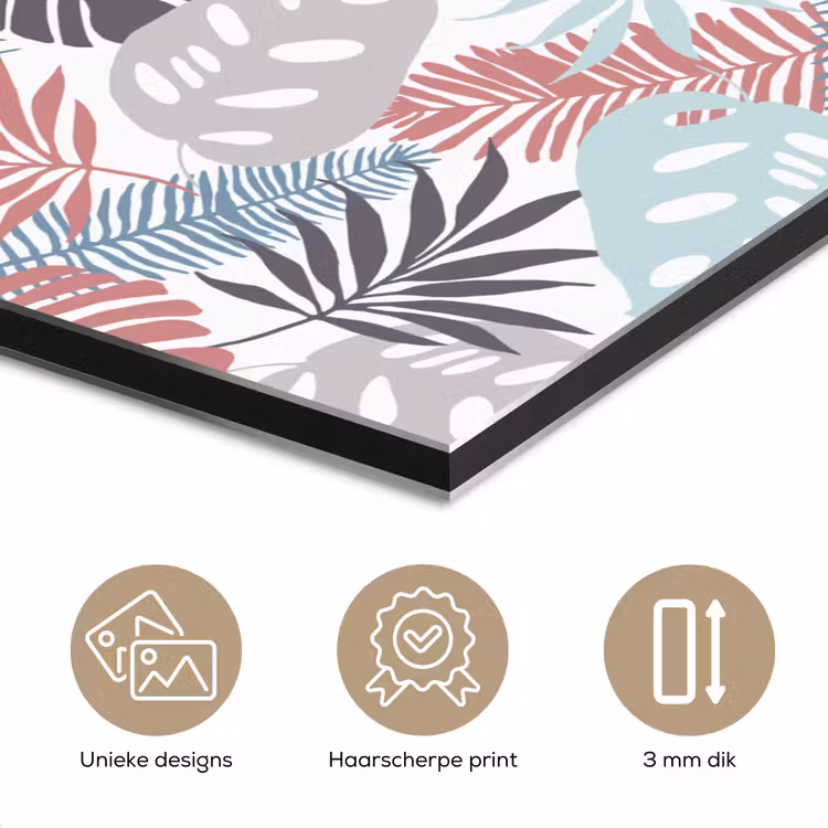 Monstera - Pastel - Bladeren - Tropical aluminium wit klein -closeup_NL