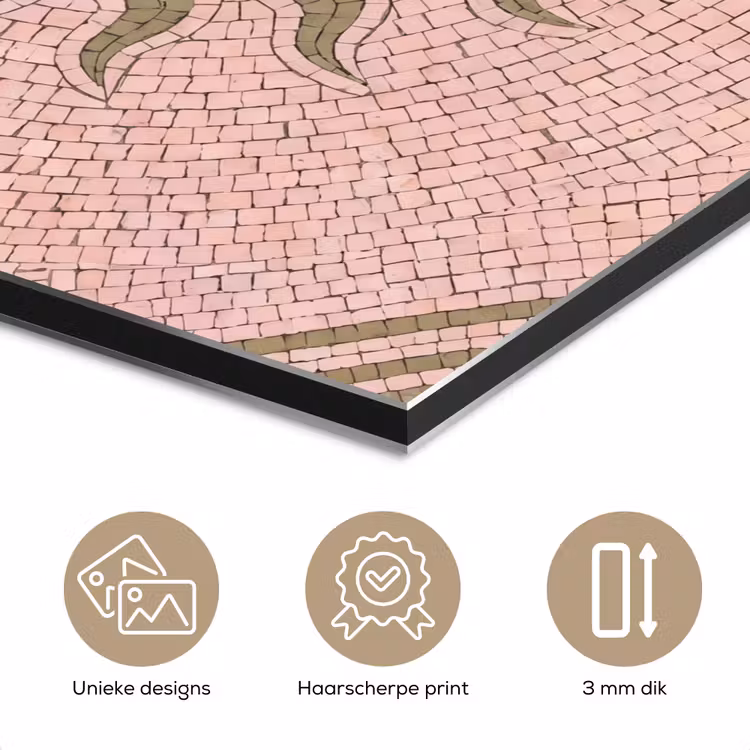 Mozaïek - Zon - Patroon - Klassiek - Roze aluminium wit klein -closeup_NL