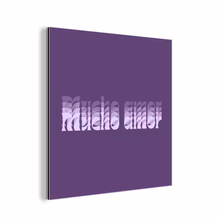 Mucho amor - Paars - Grafisch aluminium wit klein -3d