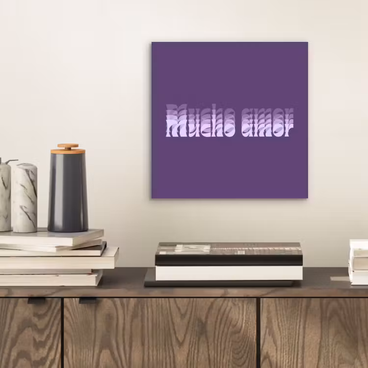 Mucho amor - Paars - Grafisch aluminium wit klein -sfeer1