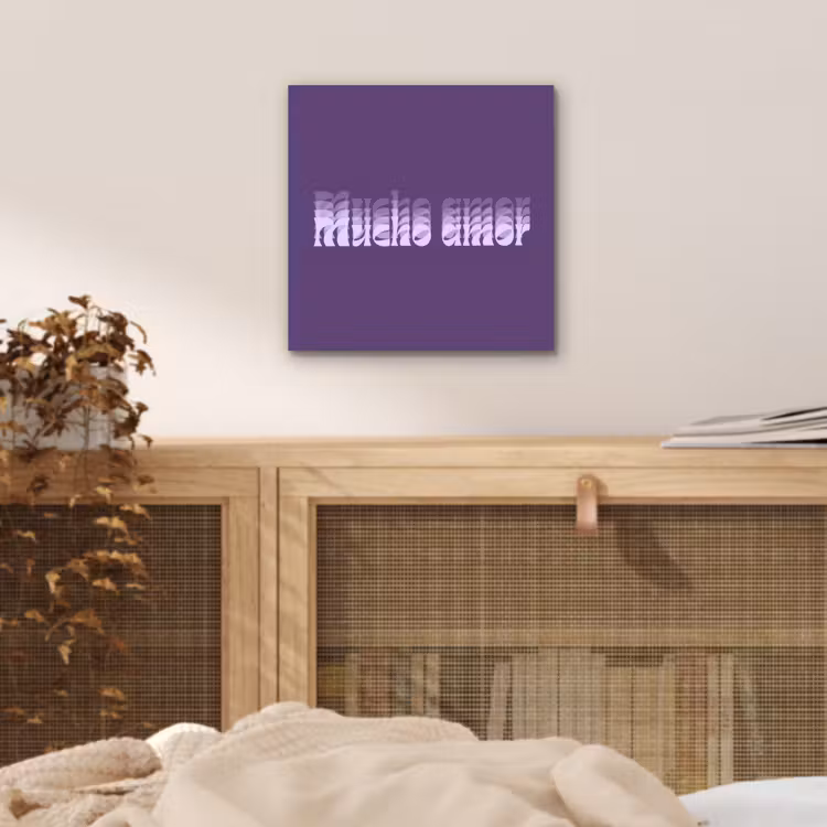 Mucho amor - Paars - Grafisch aluminium wit klein -sfeer3