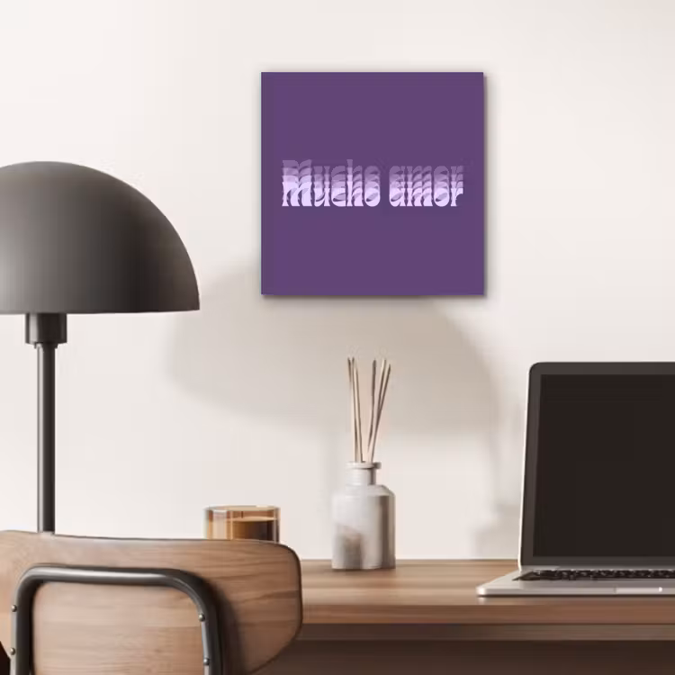 Mucho amor - Paars - Grafisch aluminium wit klein -sfeer5