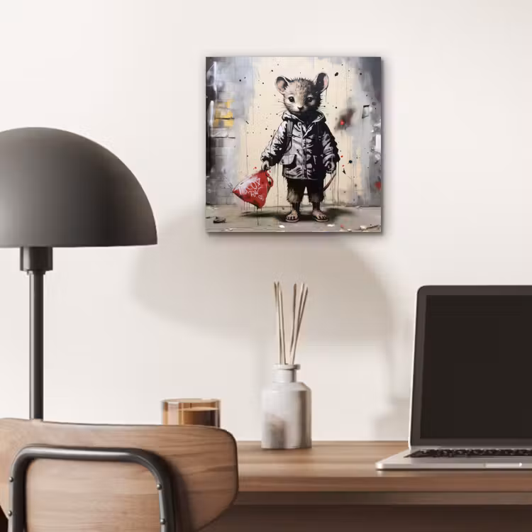 Muisje - Rood - Graffiti aluminium wit klein -sfeer5