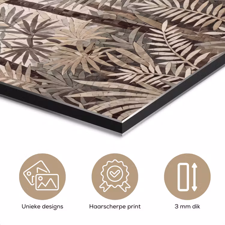 Natuur - Bladeren - Landschap - Mozaïek - Beige aluminium wit klein -closeup_NL