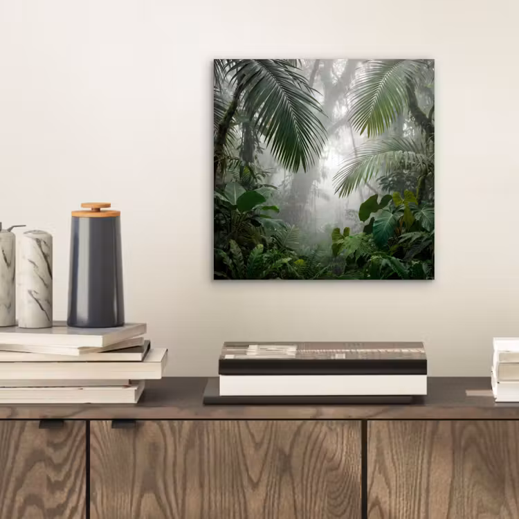 Natuur - Jungle - Mist - Tropisch - Groen aluminium wit klein -sfeer1
