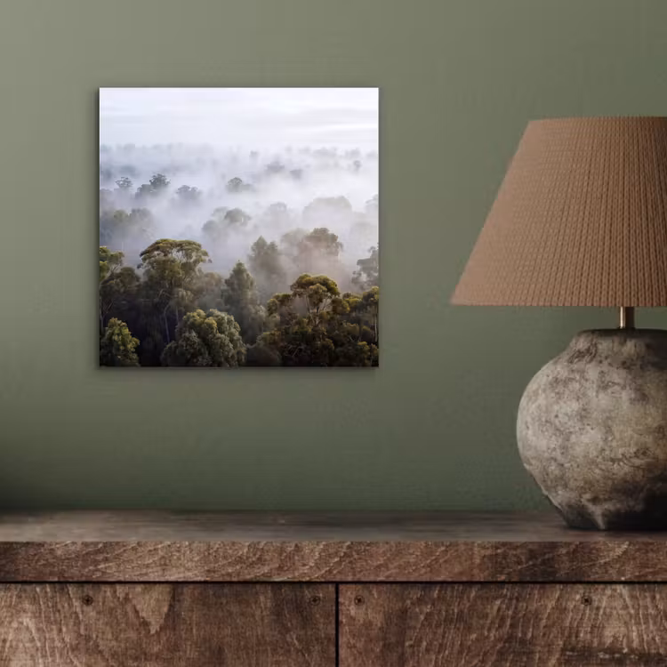 Natuur - Mist - Bos - Ochtend - Goud aluminium wit klein -sfeer2