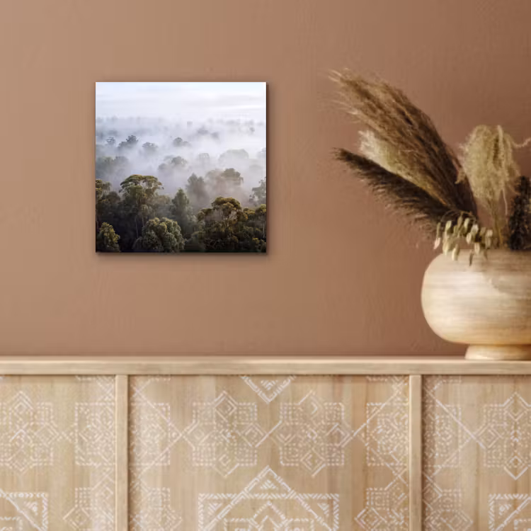 Natuur - Mist - Bos - Ochtend - Goud aluminium wit klein -sfeer4