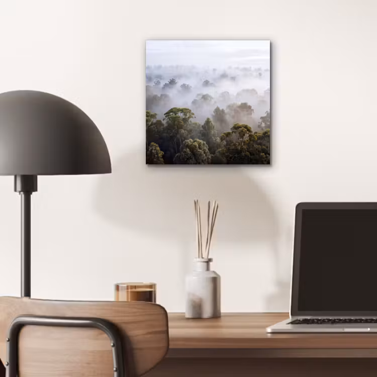 Natuur - Mist - Bos - Ochtend - Goud aluminium wit klein -sfeer5