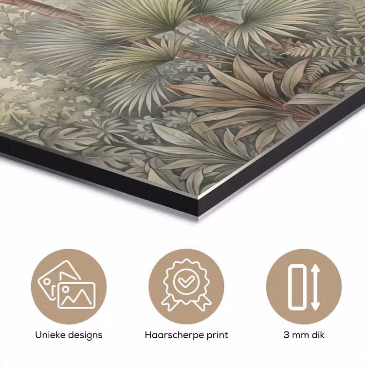 Natuur - Tropisch bos - Landschap - Aquarel - Groen aluminium wit klein -closeup_NL