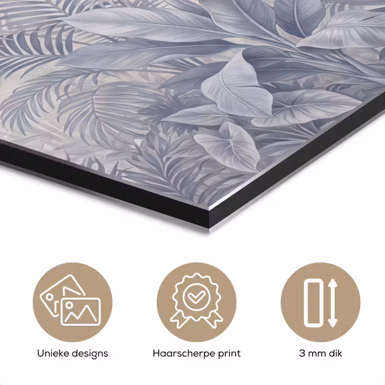 Natuur - Vogel - Jungle - Illustratie - Blauw aluminium wit klein -closeup_NL