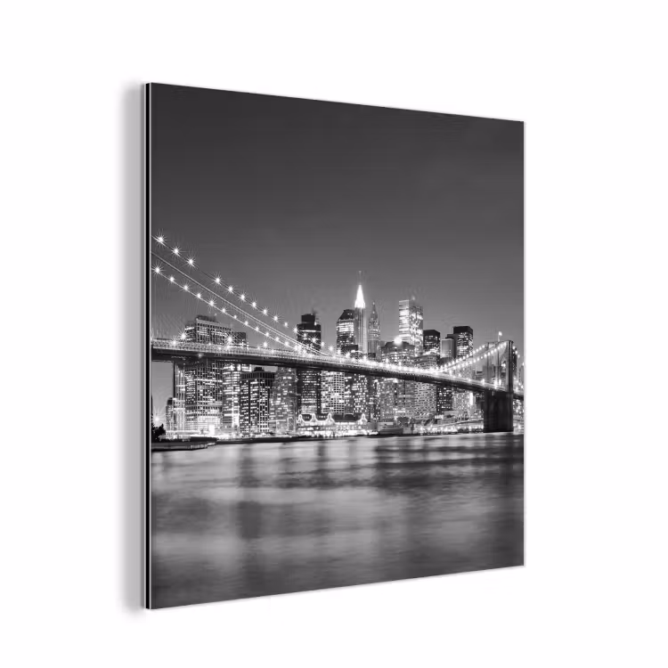 New York - Brug - Brooklyn - Zwart wit - Architectuur aluminium wit klein -3d