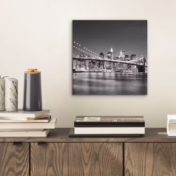 New York - Brug - Brooklyn - Zwart wit - Architectuur aluminium wit klein -sfeer1