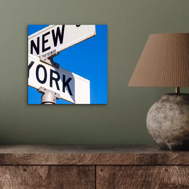 New York - Straatbord - Stad - Urban - Blauw aluminium wit klein -sfeer2