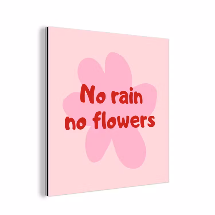 No rain no flowers - Bloem - Roze aluminium wit klein -3d