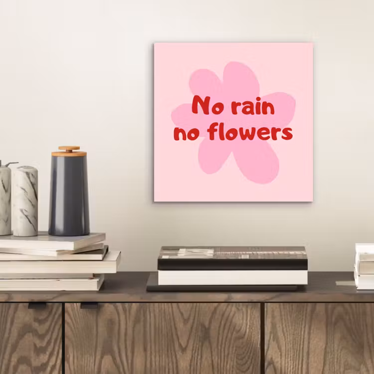 No rain no flowers - Bloem - Roze aluminium wit klein -sfeer1