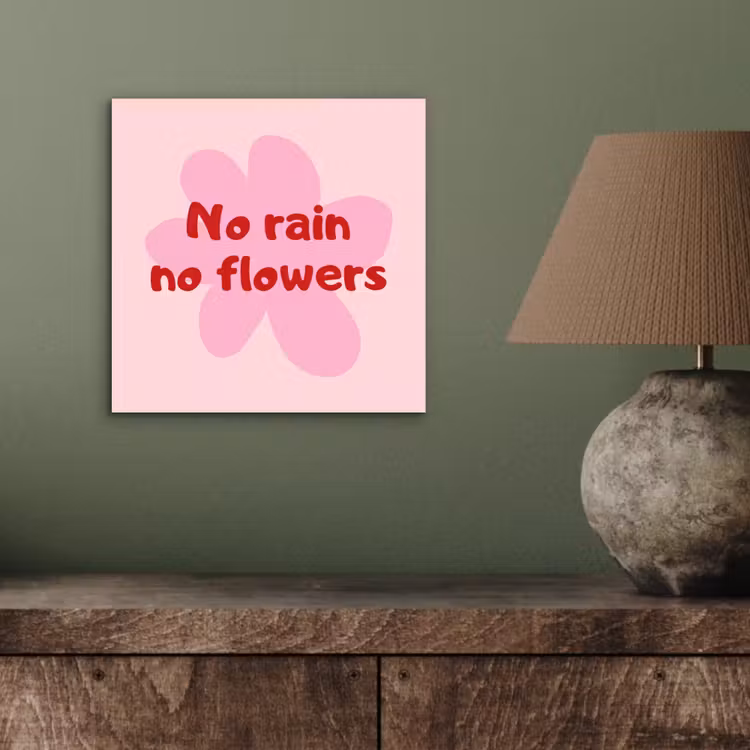 No rain no flowers - Bloem - Roze aluminium wit klein -sfeer2